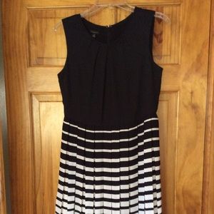 Talbots Black and white striped size 6 lined dress